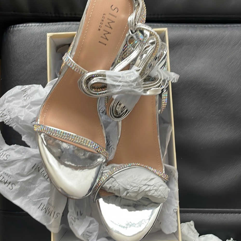 Silver lace up heels